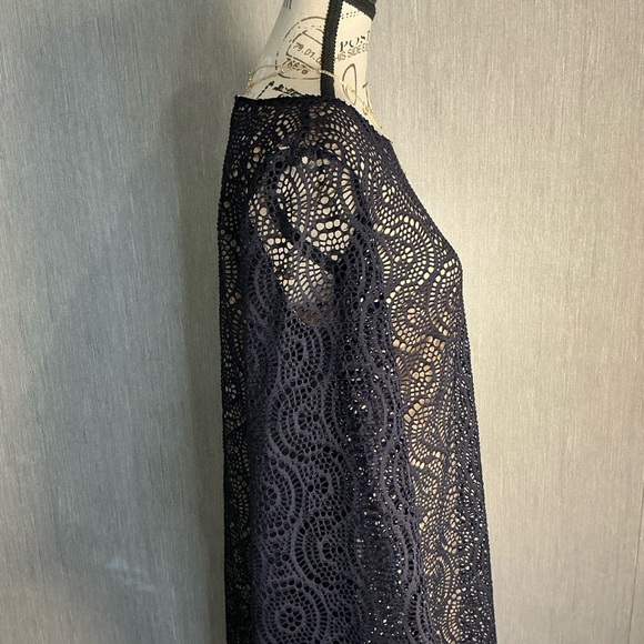 Emma & Michele Navy Lace Long Sleeve Dress Size Medium - Picture 11 of 12